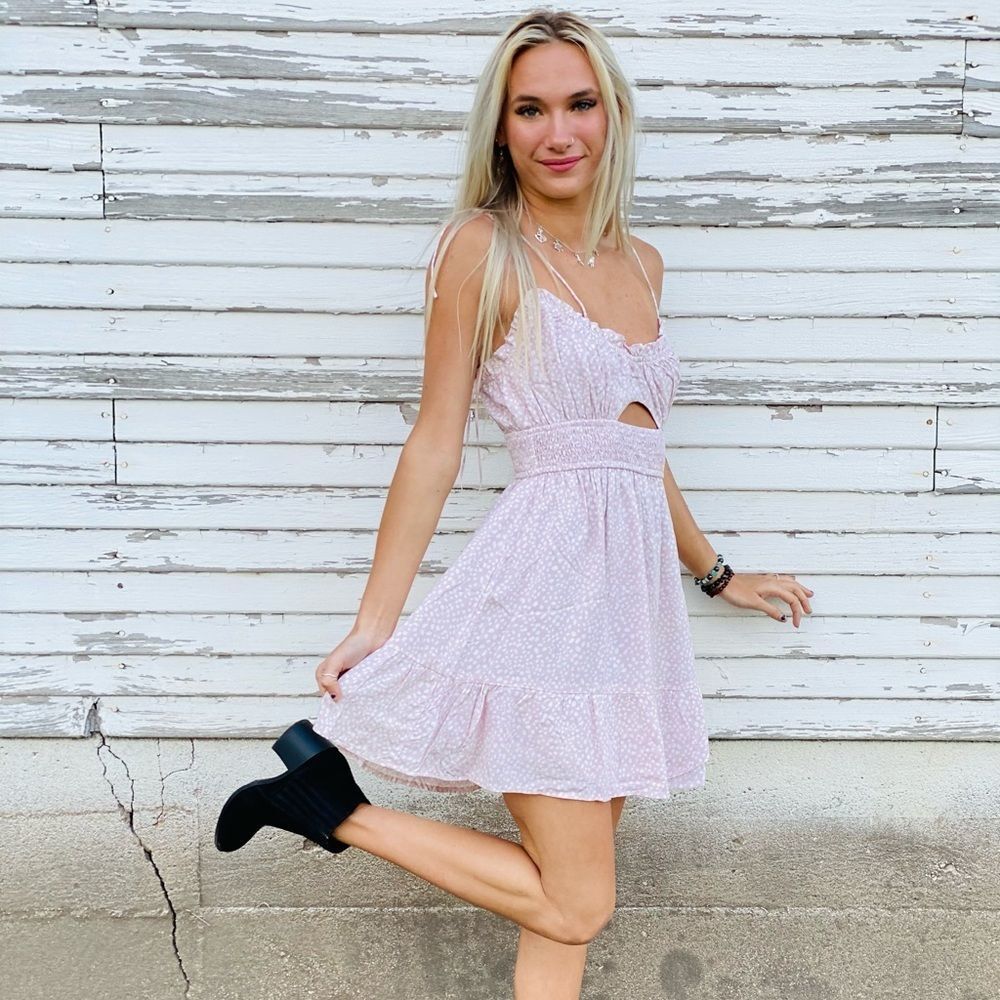 White Speckle Pink Dress